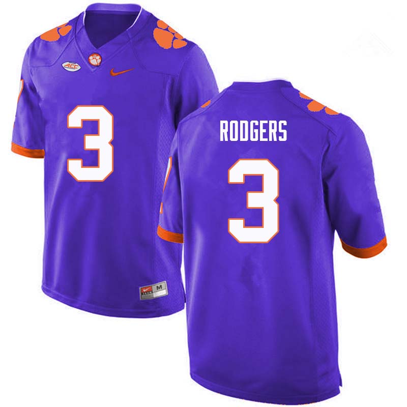 Men #3 Amari Rodgers Clemson Tigers College Football Jerseys Sale-Purple